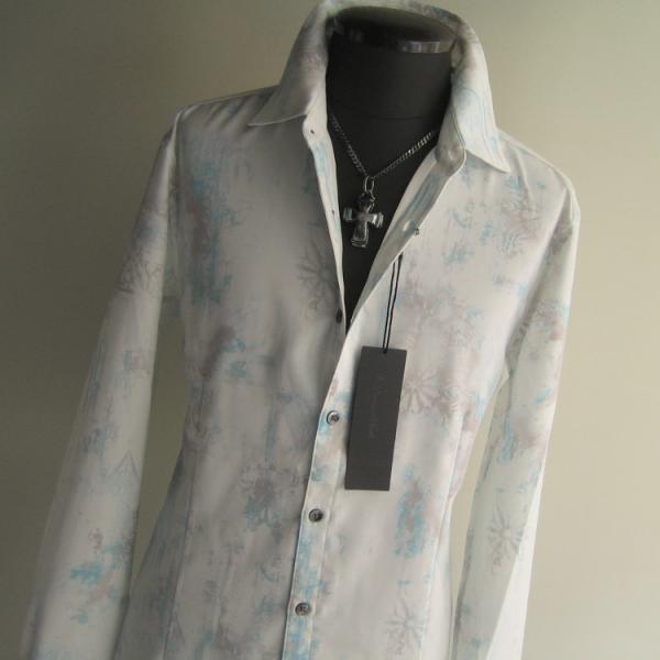 1.8万 新品 L トルネードマート シャドーゴシックプリントシャツ長袖 ライトブルー サンプル 送...