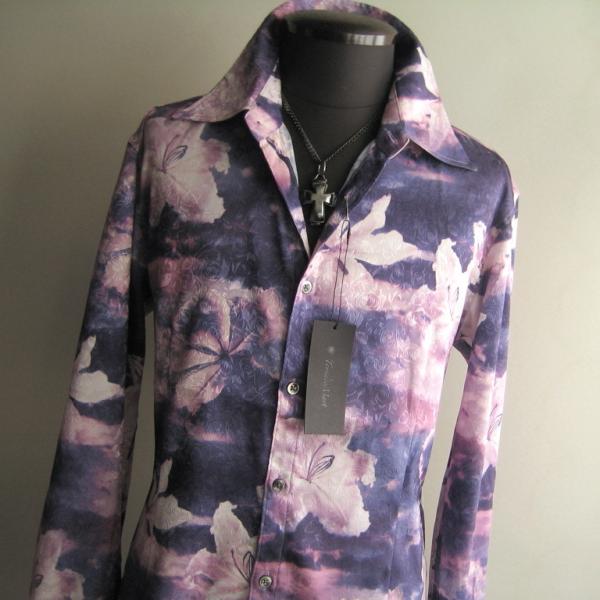 2.5万 新品 L トルネードマート トワイライトフラワープリントシャツ長袖 ブルー 送料無料 サン...