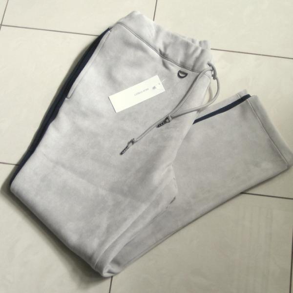 1.6万 新品 ハイストリート L Eスエードサイドラインパンツ グレー×ネイビー サンプル 488