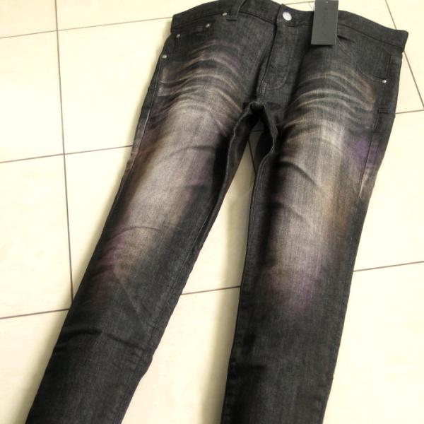 3.3万 新品 L トルネードマート ミックスカラークリアコーティングスキニーデニム ブラウン サン...