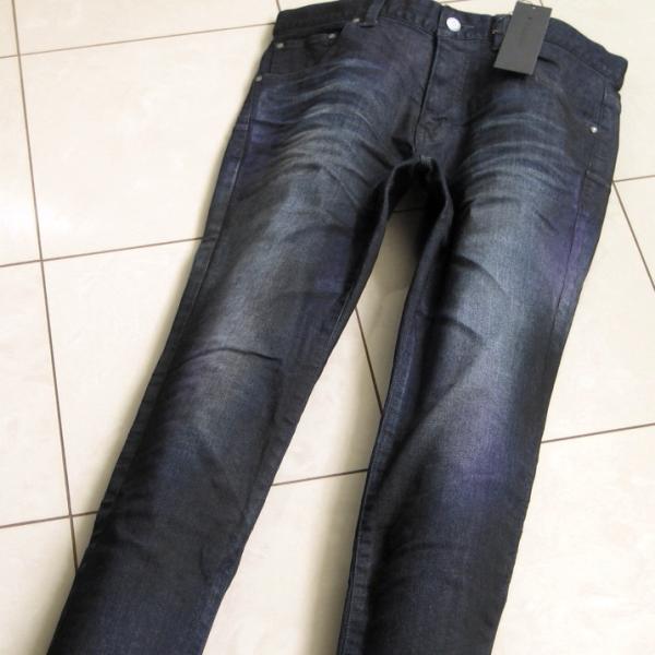 3.3万 新品 L トルネードマート ミックスカラークリアコーティングスキニーデニム ネイビー サン...