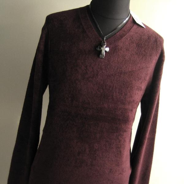 1.1万 新品 L トルネードマート モールヤーンVネックニット ダークブラウン サンプル 632