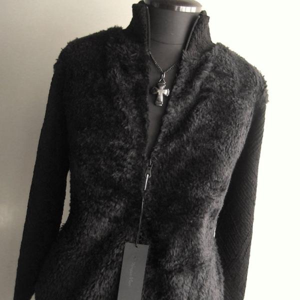 3.7万 新品 L トルネードマート ファーコンビスタンドZIPニット ECOPEL ブラック サン...