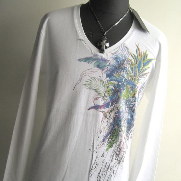 1.6万 新品 L トルネードマート ネオンジャングルプリントTシャツ長袖 ホワイト 送料無料 サン...