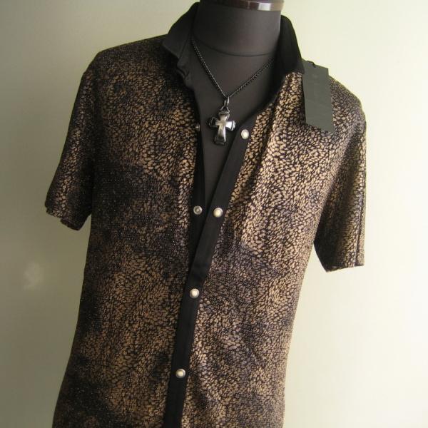 2.2万 新品 L トルネードマートアニマルMIXラメカットシャツ半袖 イタリア生地 ゴールド 送料...