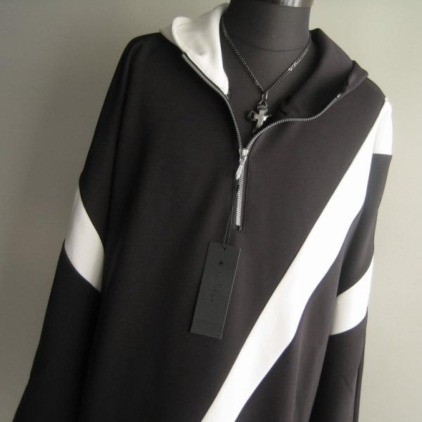 2.4万 新品 L トルネードマート バイカラーアシメZIPフーディ ブラック サンプル 739