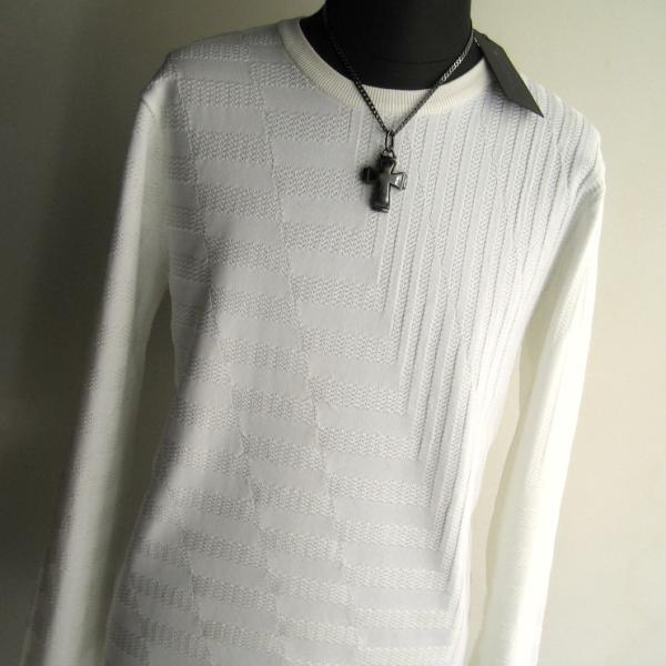 1.8万 新品 L トルネードマート バイアスリンクスクルーネックニット長袖 インポート生地 ホワイ...