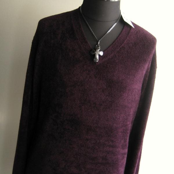 1.2万 新品 L トルネードマート モールヤーンVネックニット ダークパープル 767