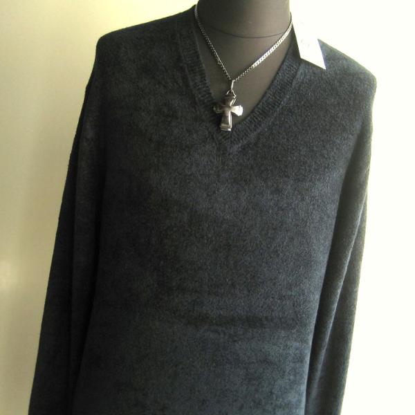 1.2万 新品 L トルネードマート モールヤーンVネックニット ダークグリーン 768