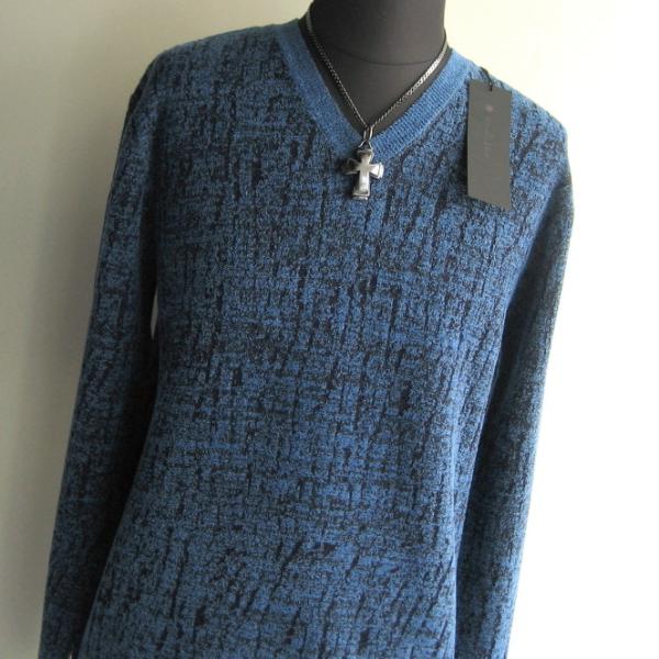 1.7万 新品 L トルネードマート ディゾルブジャガードVネックニット ブルー サンプル 773