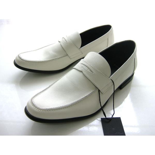 トルネードマート シューズ L レザー 本革 白 レインボーローファー 新品 4513