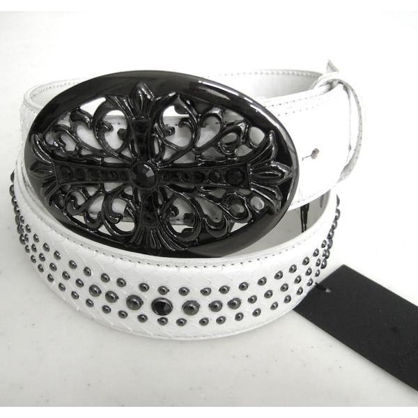 トルネードマート TORNADO MART オーバルTOPスタッズスネークベルト 白ホワイト L 本...