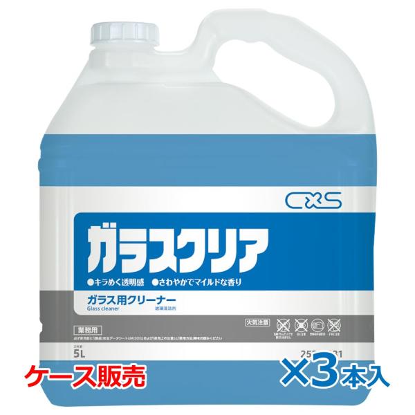 CXS シーバイエス ガラスクリア 5L×3本 業務用 窓ガラス洗剤