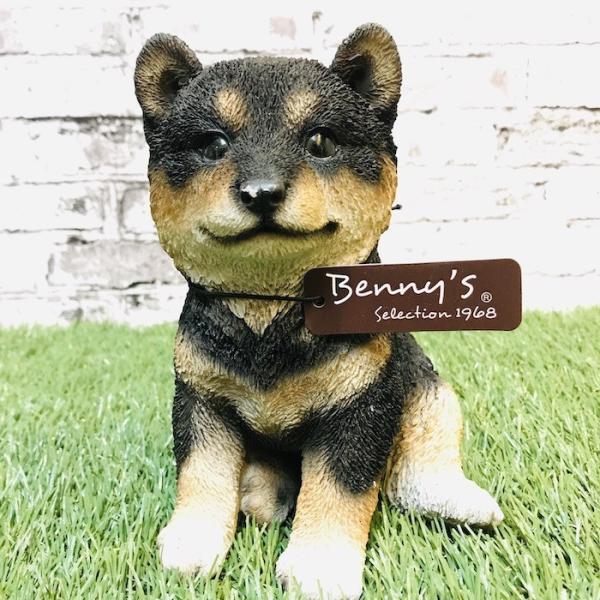柴犬（黒）子犬のオブジェ 置物 可愛い リアル  インテリア かわいいネコ 動物 ガーデンオーナメン...