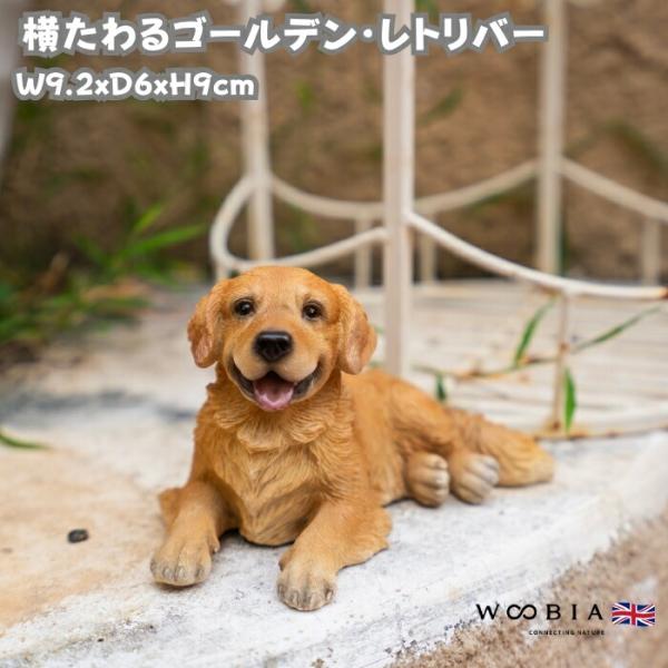 犬 置物 おしゃれ 横たわるゴールデン・レトリバー かわいい インテリア ガーデンオーナメント wo...