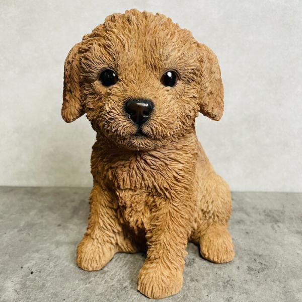 かわいい 犬 置物 お座りトイプードル ブラウン 玄関 動物 おしゃれ トイレ 贈り物 可愛い イン...