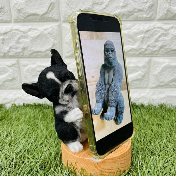 スマホスタンド 黒白フレンチブルドッグ 犬 卓上 アニマル プレゼントギフト かわいい置物 おしゃれ...