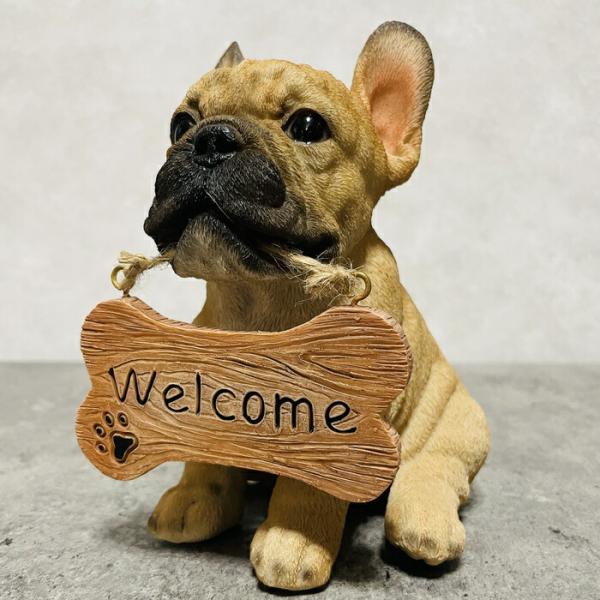 かわいい 犬 置物 ウェルカムボード フレンチブルドッグ 玄関 おしゃれ 動物 可愛い リアル イン...