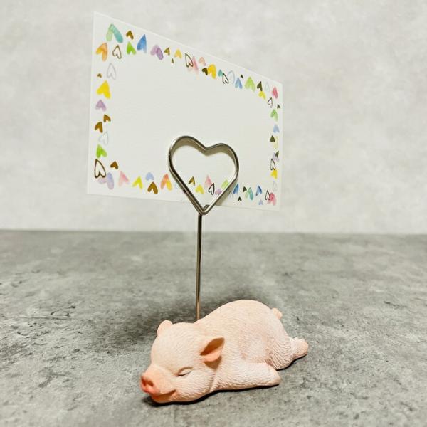 可愛いブタちゃんのメモスタンド 子豚 かわいいメモクリップ 置物 可愛い インテリア 卓上雑貨 メモ...