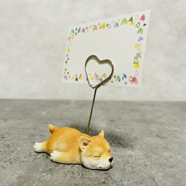 可愛いイヌのメモスタンド 柴犬 かわいいメモクリップ 置物 インテリア 動物 卓上 雑貨 メモホルダ...