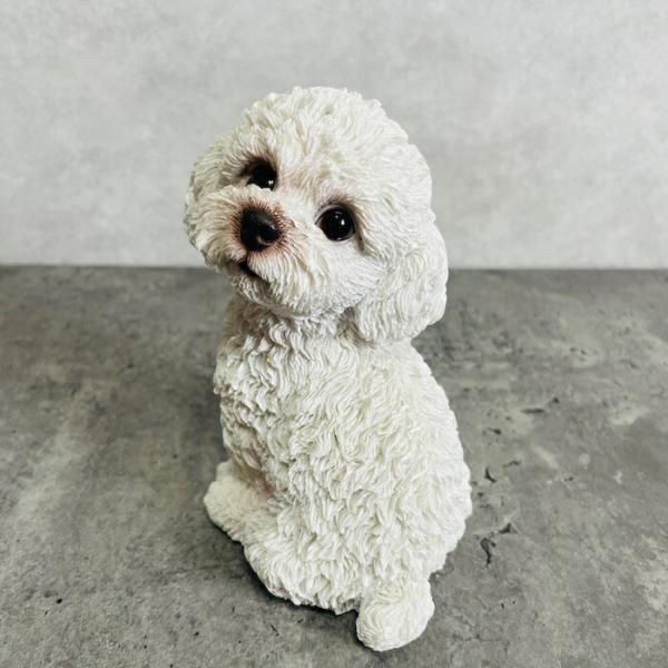 かわいい 犬 置物 振り返るトイプードル 白 動物 おしゃれ 玄関 贈り物 可愛い インテリア ガー...