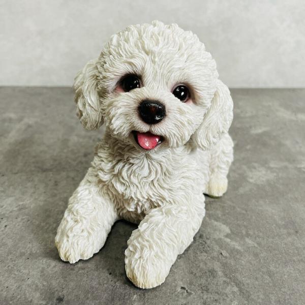 かわいい 犬 置物 見上げるトイプードル 白 動物 おしゃれ 玄関 贈り物 可愛い インテリア ガー...