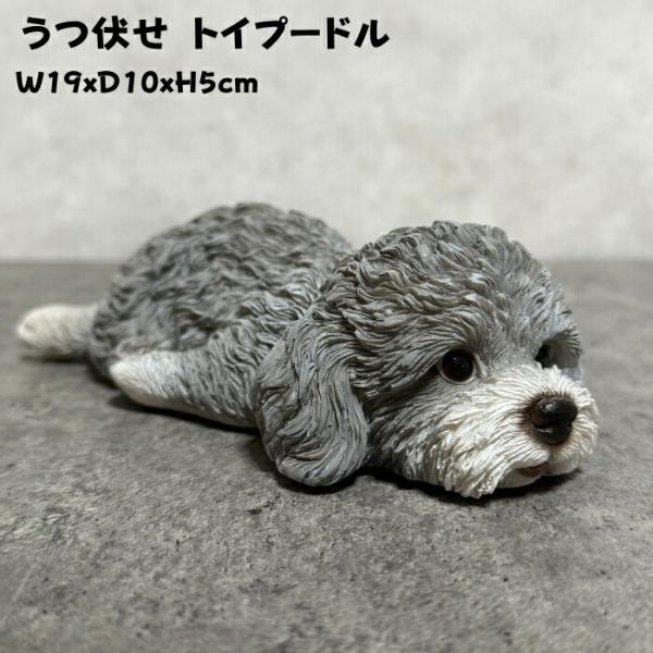 置物 犬 かわいい 動物 玄関 うつぶせトイプードル グレー おしゃれ インテリア ガーデン woo...