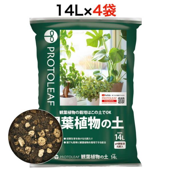 まとめ買い プロトリーフ 観葉植物の土 14L×4袋 観葉植物