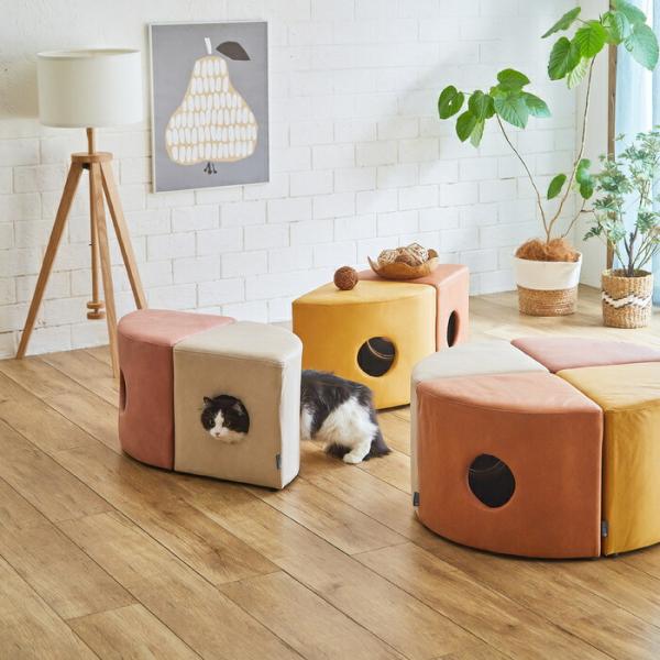 4色から選べる 猫ちゃんトンネル秘密基地 ハイタイプ 耐荷重80kg 2個入 引っ掻き傷に強い特殊生...