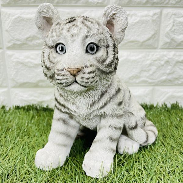 かわいい 置物 動物 白トラ 虎 ホワイトタイガー 右向き おしゃれ 玄関 インテリア  プレゼント...