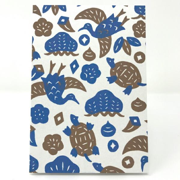 御朱印帳 「鶴亀宝尽くし」 蛇腹折り 44ページ 和紙 シルクスクリーン かわいい おしゃれ 蛇腹折...