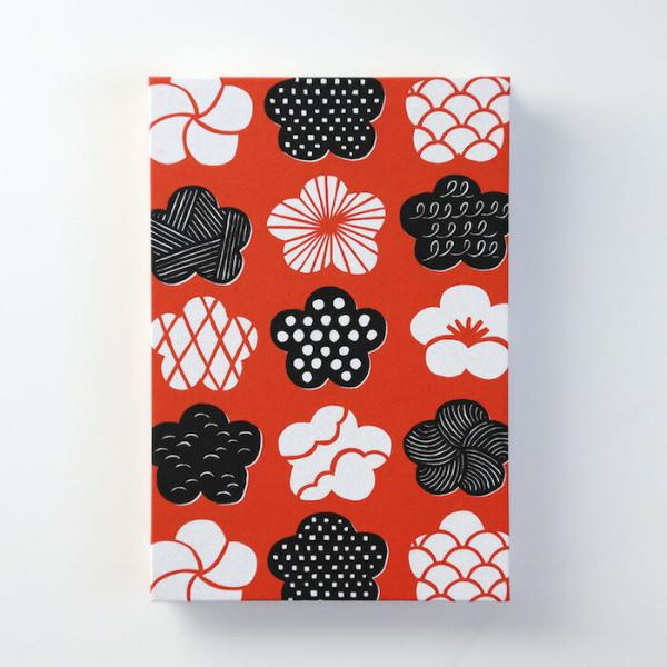 御朱印帳 「梅のかたち」 蛇腹折り 44ページ 和紙 シルクスクリーン かわいい おしゃれ 蛇腹折り...