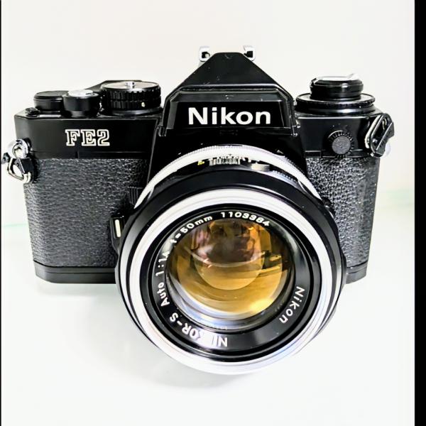 一眼レフカメラ 初心者 中古 一眼レフ Nikon FE2 ブラック レンズセット NIKKOR-S...