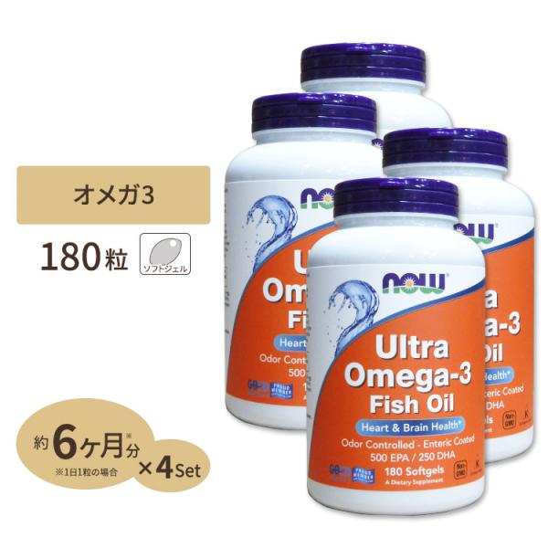 [4個セット] ナウフーズ ウルトラオメガ3 EPA&amp;DHA サプリメント 180粒 NOW Foo...