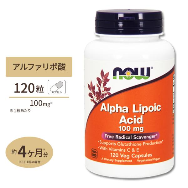 NOW Foods アルファリポ酸 100mg 120粒 ベジカプセル ナウフーズ ALPHA LI...