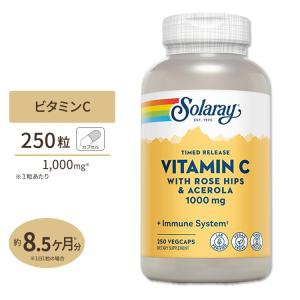 ソラレー ビタミンC ローズヒップ&アセロラ サプリメント 1000mg 250粒 Solaray Vitamin C with Rose Hips & Acerola 2段階タイムリリース型｜proteinusa