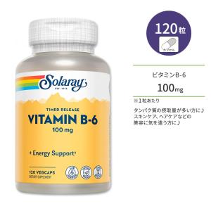 ソラレー 2段階タイムリリース ビタミンB-6 100mg ベジタリアンカプセル 120粒 Solaray Vitamin B6 Timed-Release ピリドキシン｜proteinusa