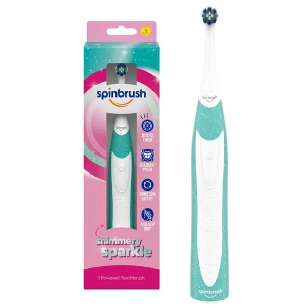スピンブラシ キッズ 電池式 電動歯ブラシ シマリー スパークル 3歳以上 1本 Spinbrush...