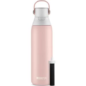 お取り寄せ ブリタ プレミアム ステンレス 浄水ウォーターボトル ローズ 590ml ストロー付き Brita 20oz Premium Stainless S
