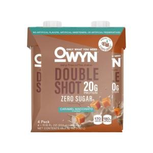 オウィン ダブルショット プロテインコーヒー キャラメルマキアート 330mL 4本入 OWYN Double Shot 20g Protein Coffee お取り寄せ