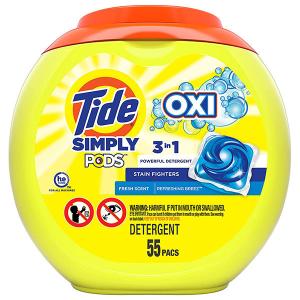 洗濯用ジェルボール 衣類 洗剤 タイドポッズ 3 in 1＋オキシ 55個入り Tide(タイド)｜proteinusa