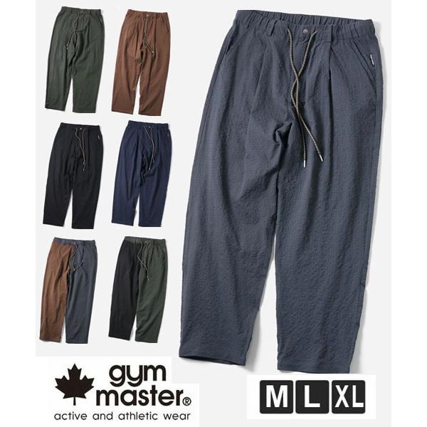 gym master ジムマスター タックパンツ メンズ 夏 シアサッカー 涼しい 軽量 薄手 イー...