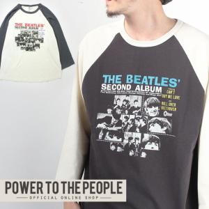 THE BEATLES ラグラン Tee POWER TO THE PEOPLE ビートルズ Tシャツ カットソー アウトドア キャンプ コットン｜protocol