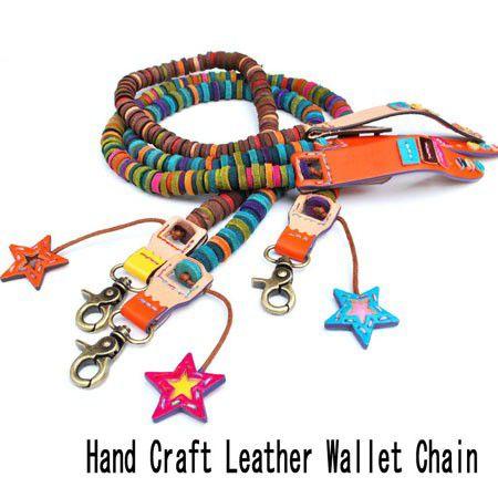 レットチェーン 革 メンズ レディース Hand Craft Colorful Leather Wa...