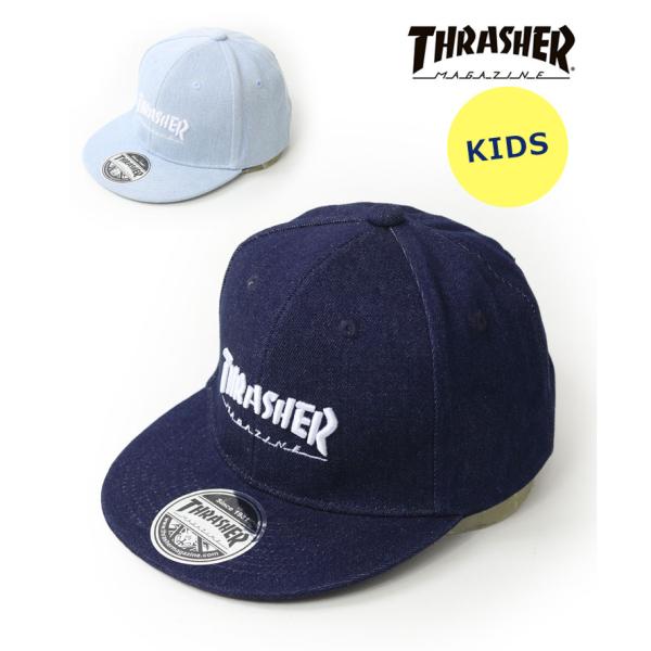 THRASHER スラッシャー キッズ  MAG LOGO デニム平つばキャップ 25TH-C01K...