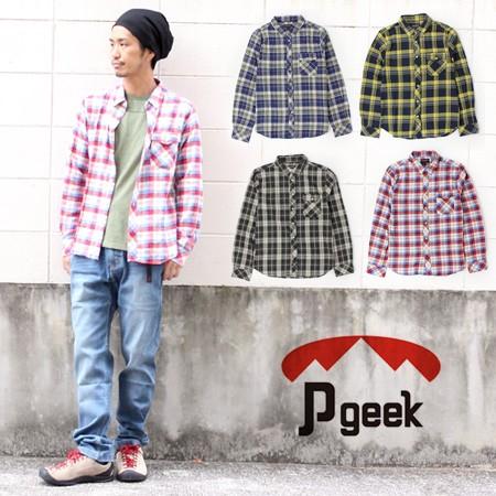 男性 メンズ mens 長袖シャツ Pgeek チェック ネルシャツ トップス チェック