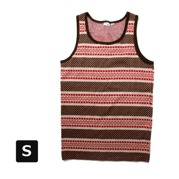 爆買 WASH'N'MADE ウォッシュンメイド ジャガード タンクトップ ブラウン Ｓサイズ