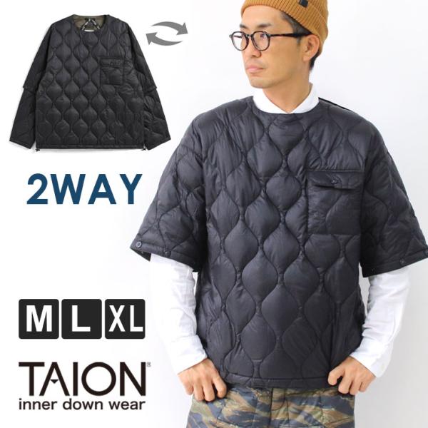 タイオン TAION ミリタリー ディタッチャブルスリーブ ダウンジャケット-ソフトシェル TAIO...