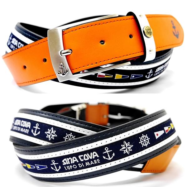 シナコバ ベルト 牛革コンビ ゴルフ タウンウェア グログランテープ メンズ レディース兼用 231...