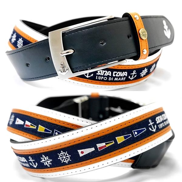 シナコバ ベルト 牛革コンビ ゴルフ タウンウェア グログランテープ メンズ レディース兼用 231...